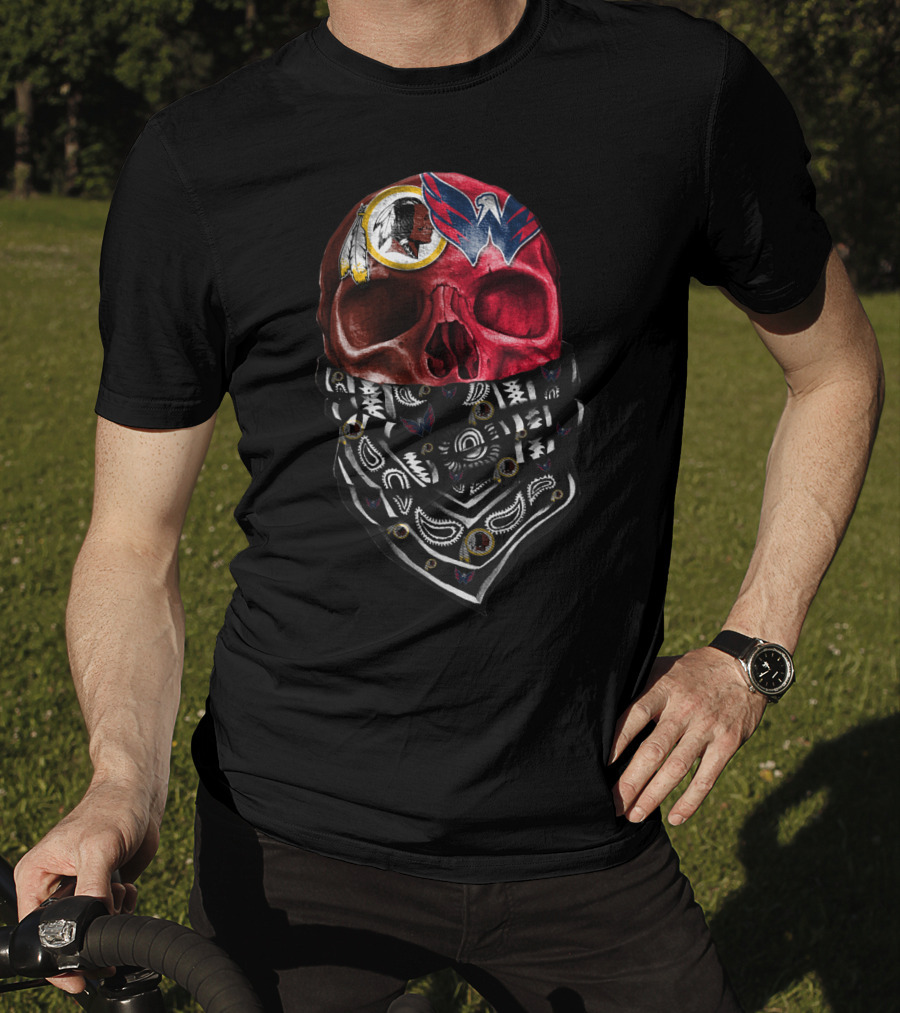Washington Redskins And Wizards Skull Bandana T-Shirt