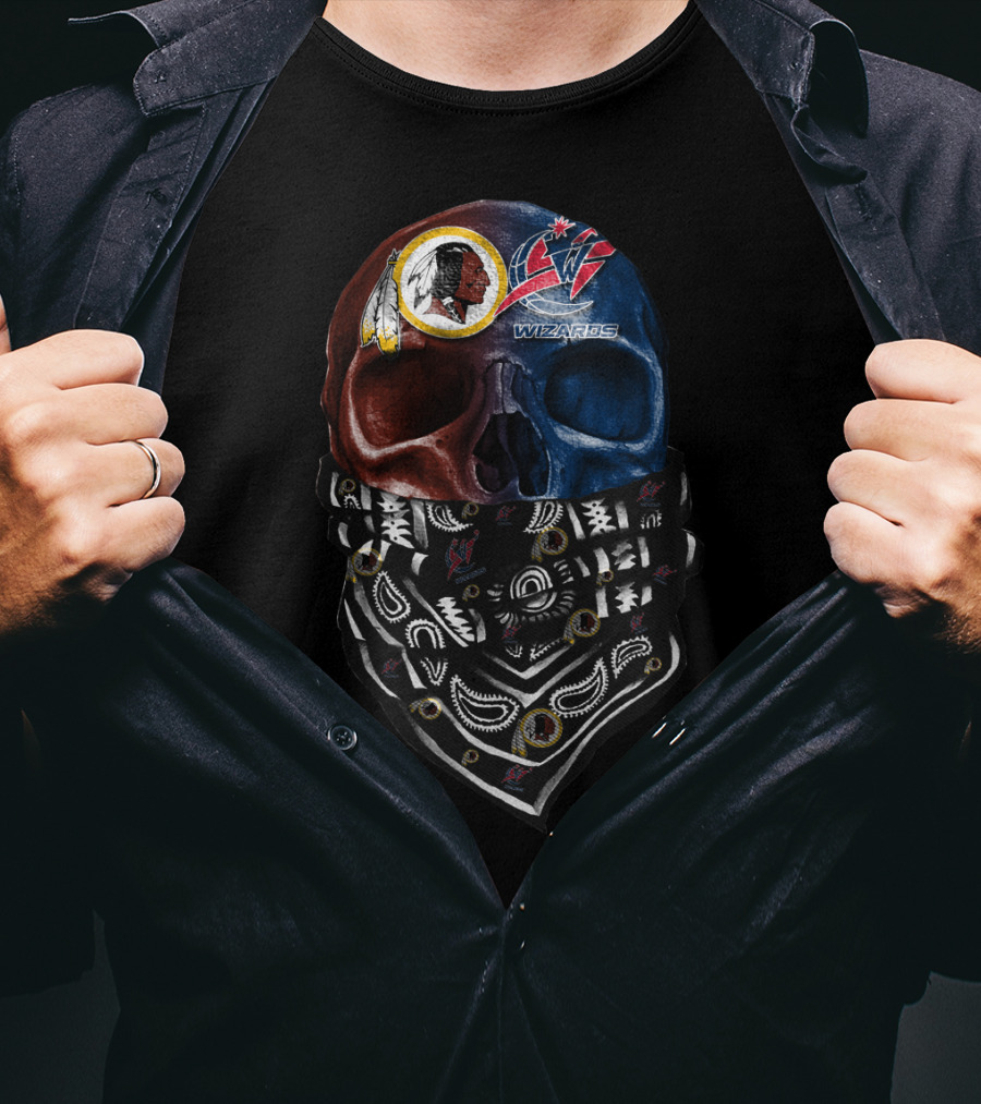 Washington Redskins Wizards Skull Bandana Sku T-Shirt