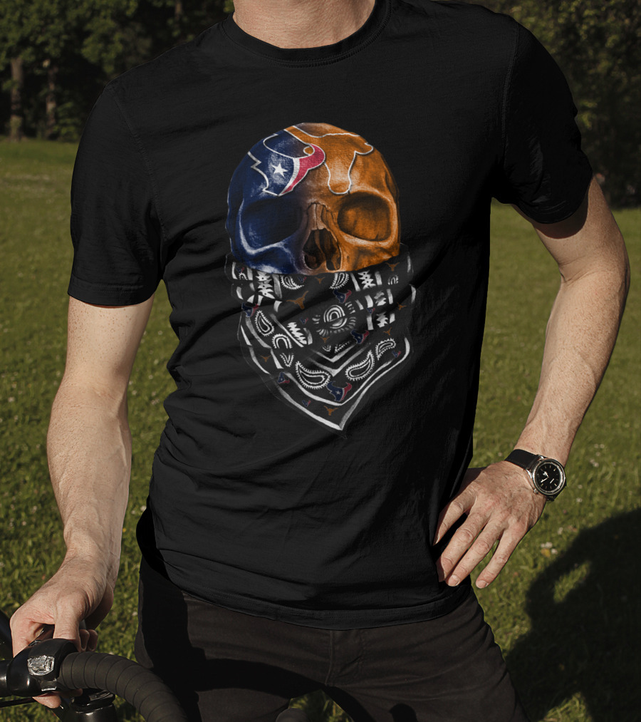 Texas Football Skull With Bandana T-Shirt