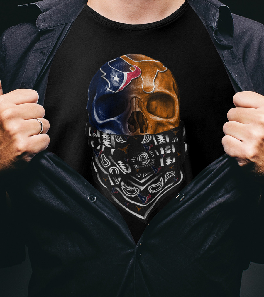 Texas Football Skull With Bandana T-Shirt