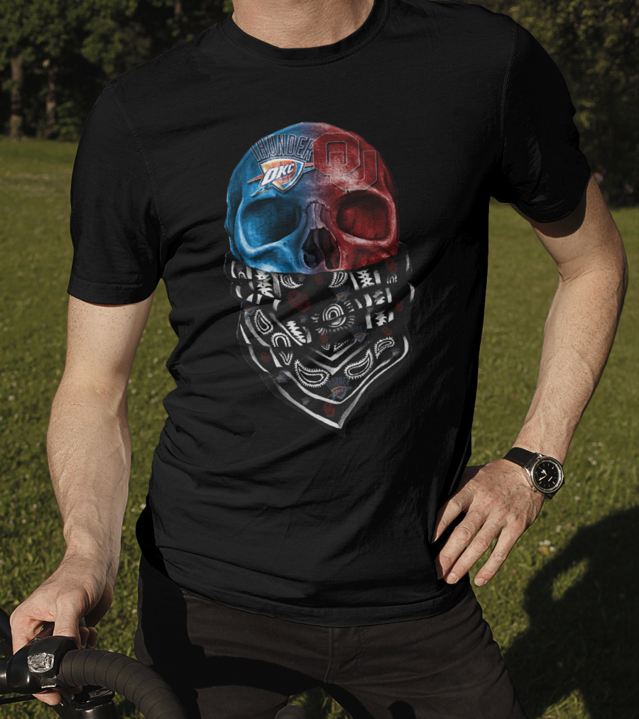Thunder Okc Ou Skulls Bandana T-Shirt