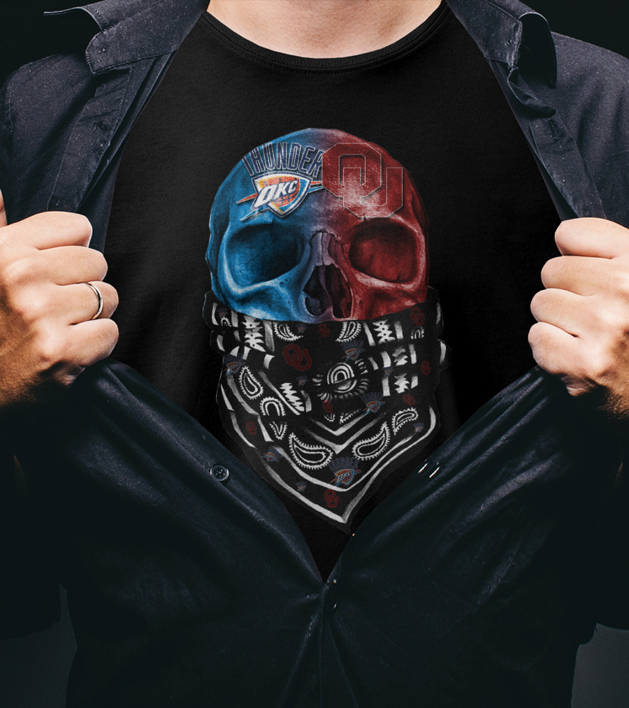 Thunder Okc Ou Skulls Bandana T-Shirt