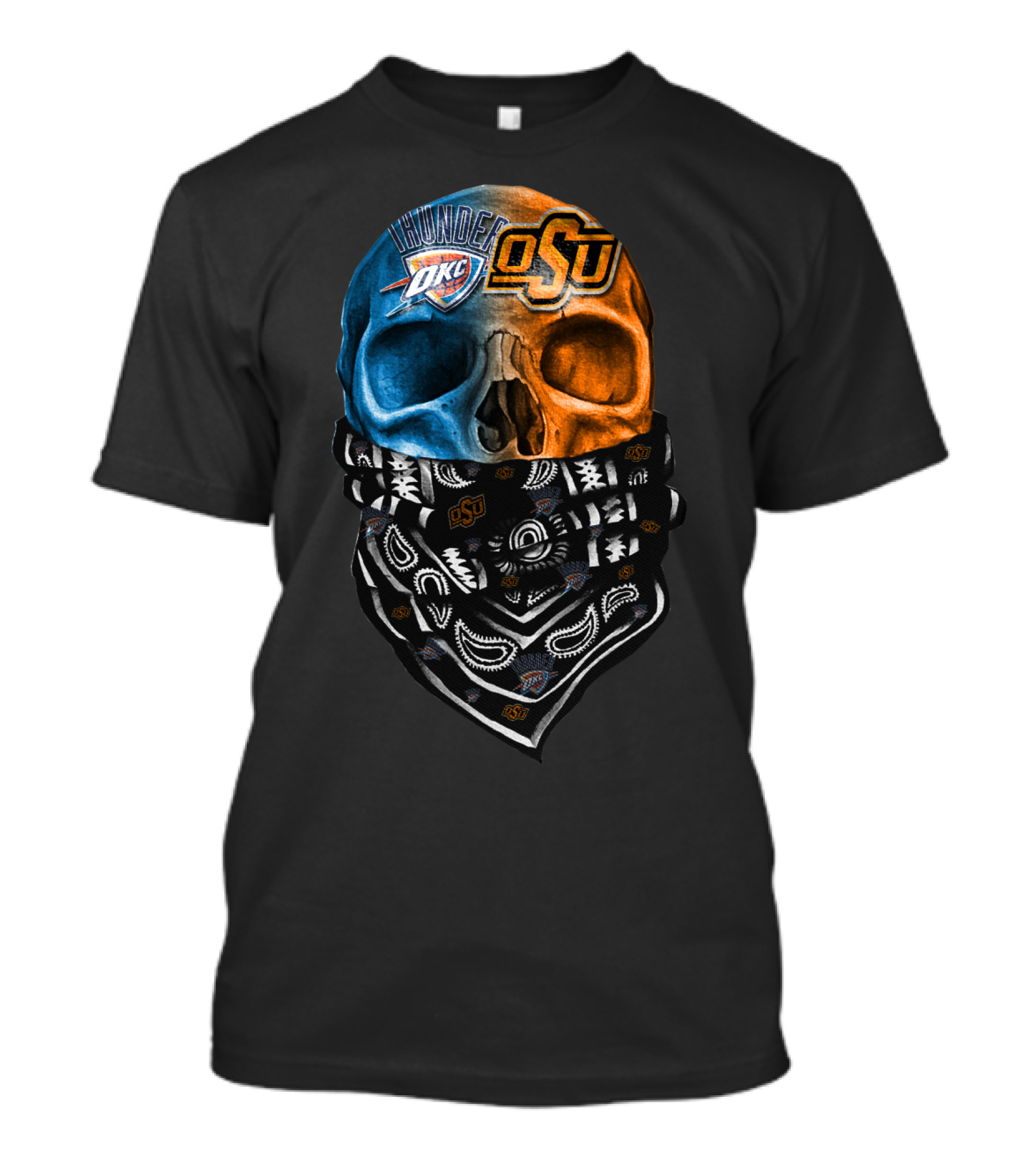 Okc Thunder Osu Skull Bandana T-Shirt