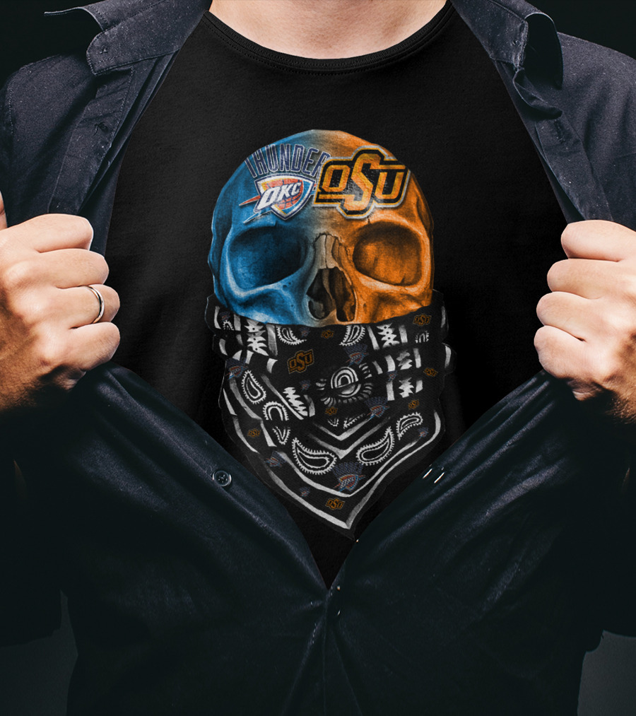 Okc Thunder Osu Skull Bandana T-Shirt
