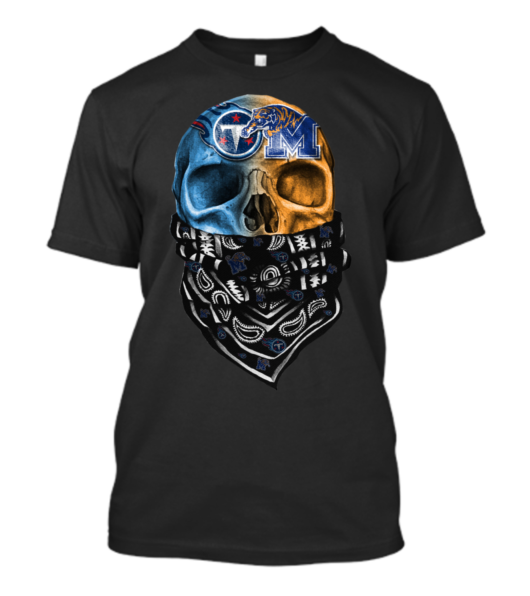 Tennessee Skull Bandana Memphis Tigers Titans T-Shirt