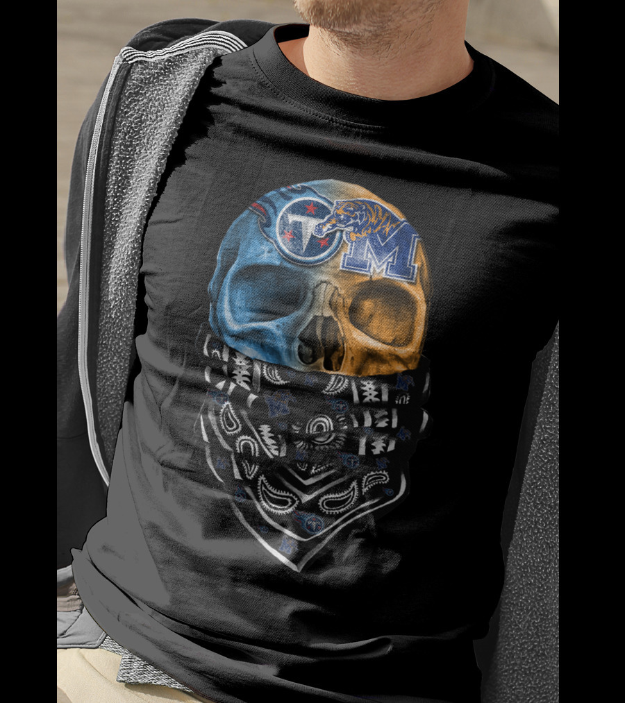 Tennessee Skull Bandana Memphis Tigers Titans T-Shirt