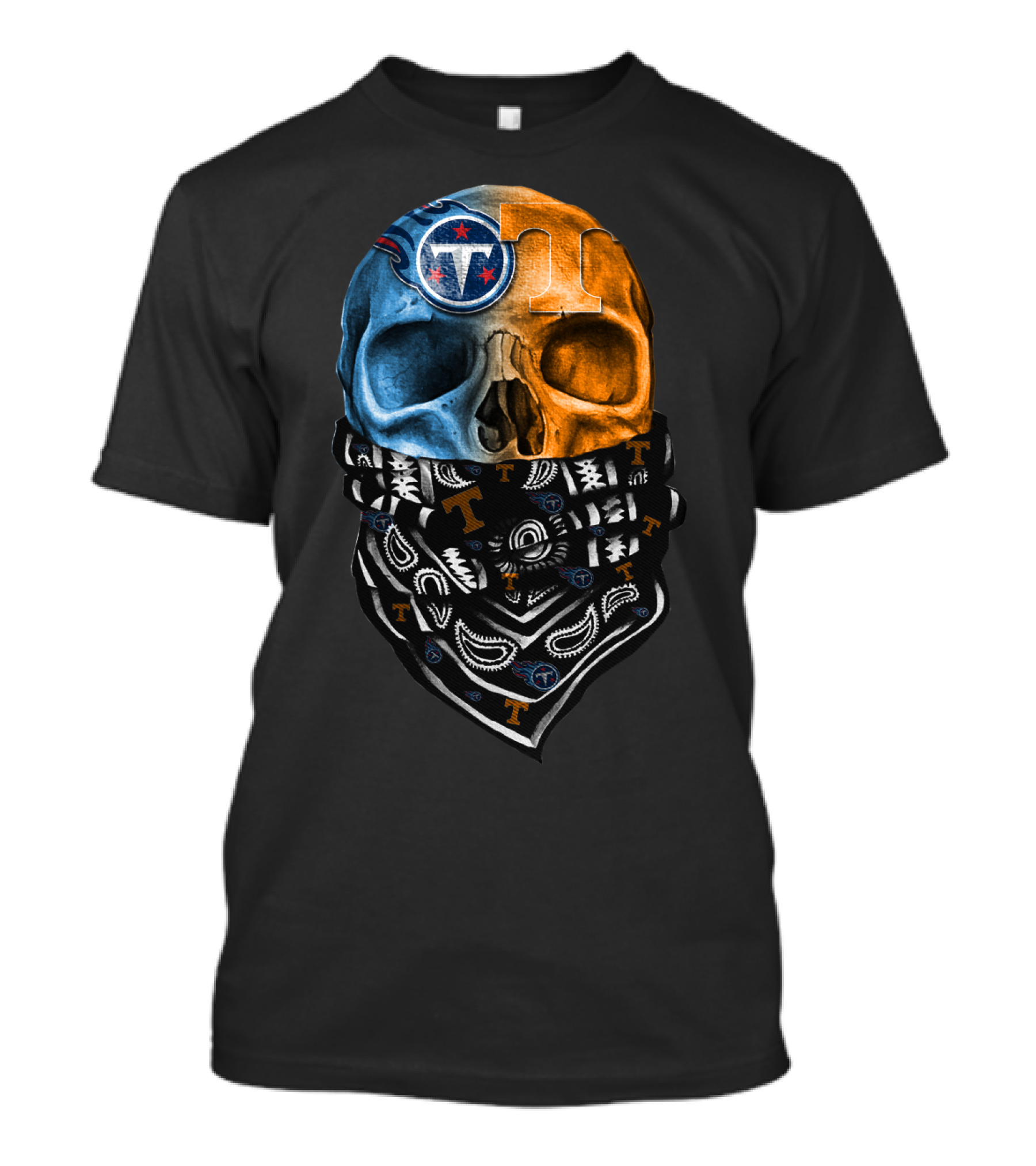 Tennessee Titans Volunteers Skull Crossbones Bandana T-Shirt