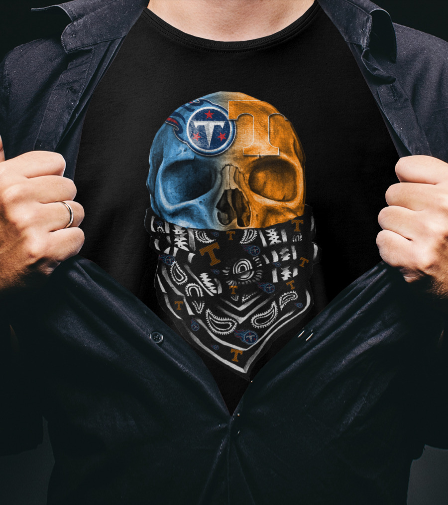 Tennessee Titans Volunteers Skull Crossbones Bandana T-Shirt