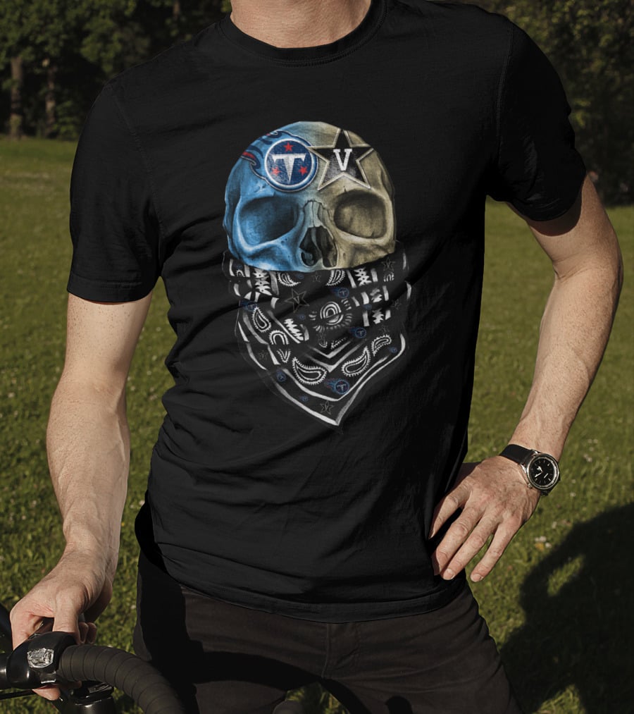 Tennessee Titans Dual Skull With Bandana T-Shirt