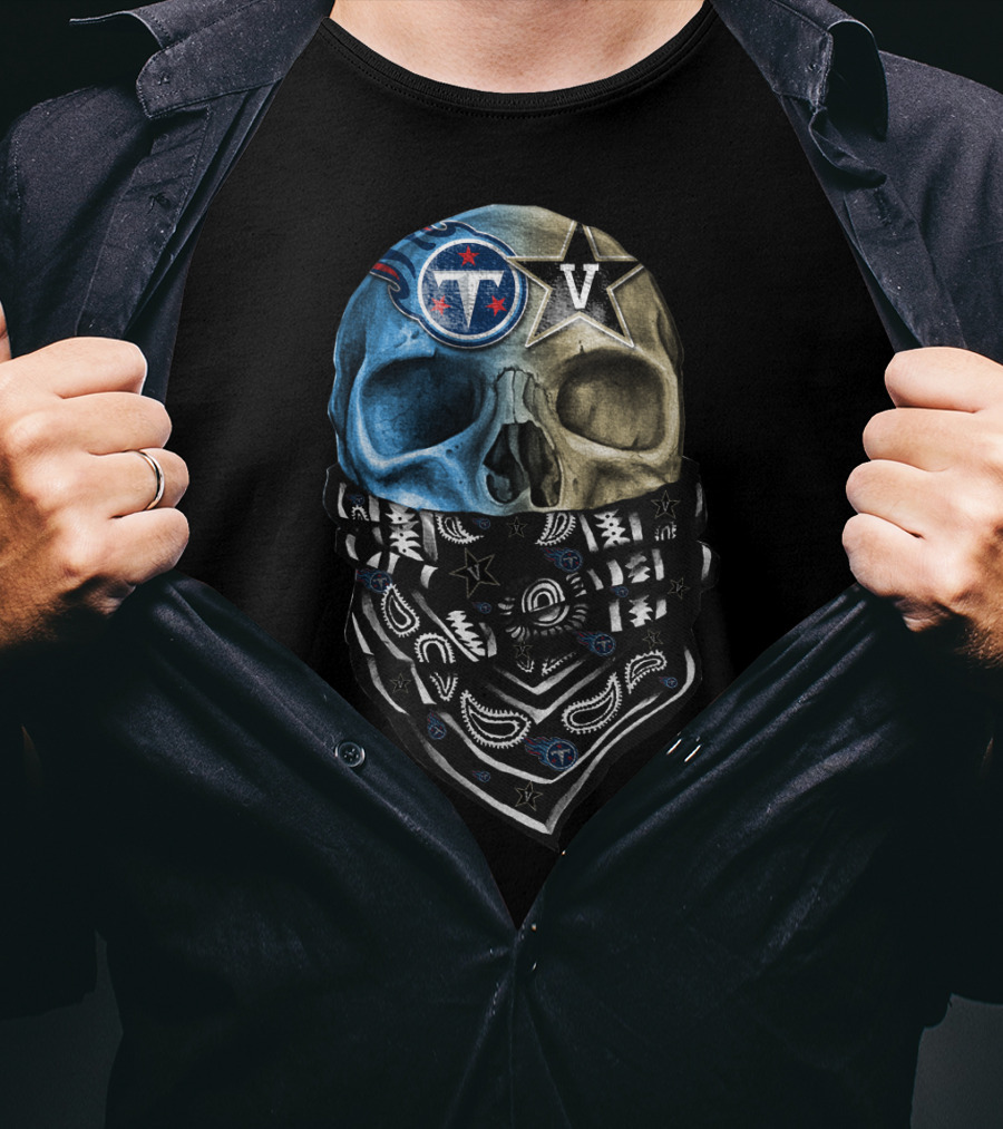 Tennessee Titans Dual Skull With Bandana T-Shirt