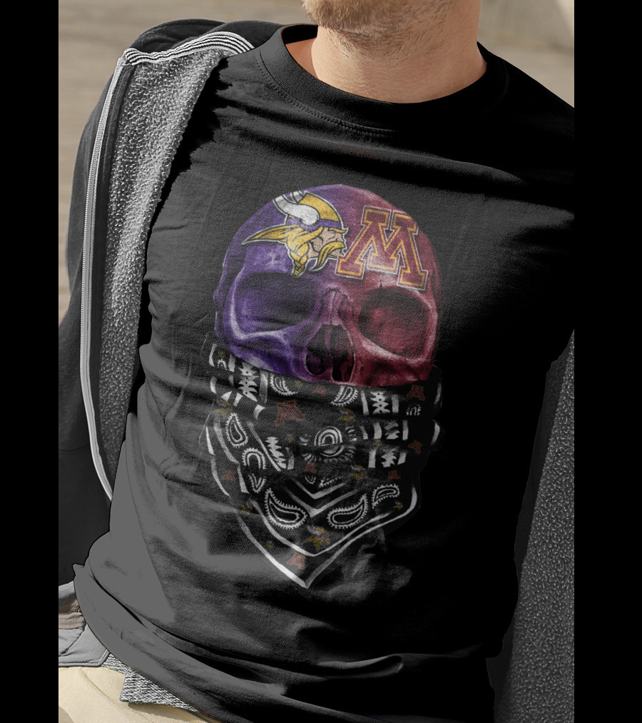 Vikings Gophers Skull Bandana T-Shirt