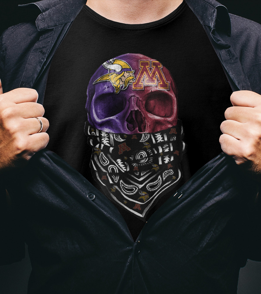 Vikings Gophers Skull Bandana T-Shirt