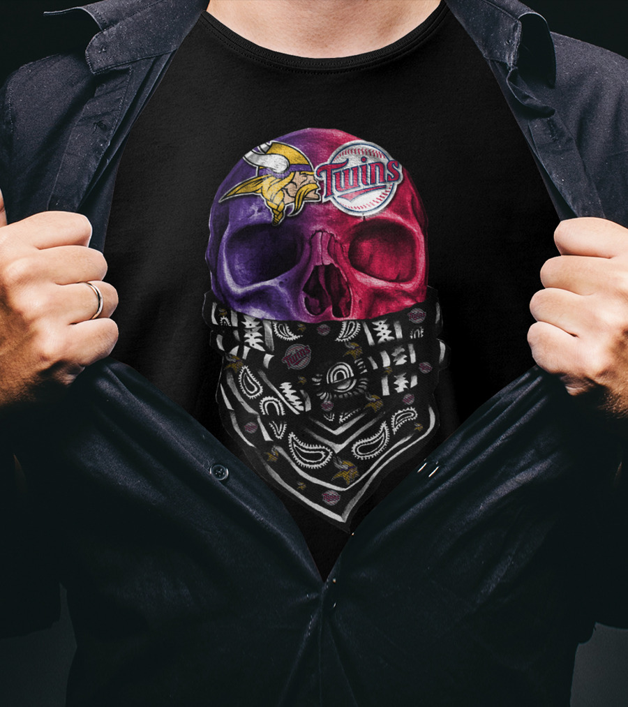 Vikings Twins Skull Bandana Sku 135 T-Shirt