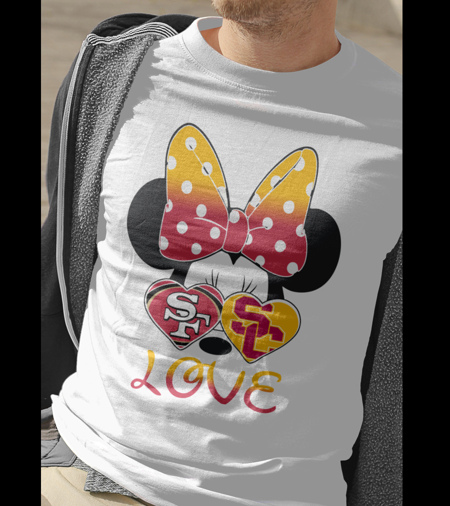 Sf Sc Love Minnie Mouse Bow And Hearts T-Shirt