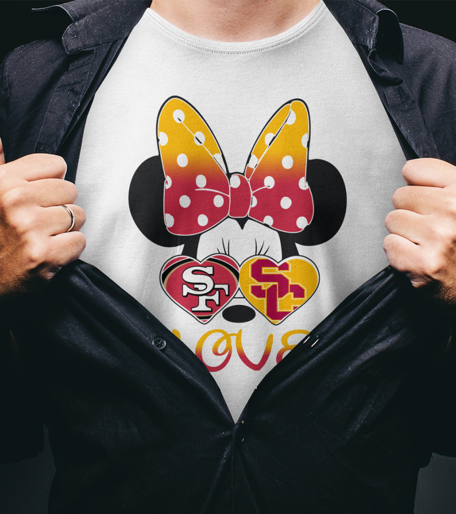 Sf Sc Love Minnie Mouse Bow And Hearts T-Shirt