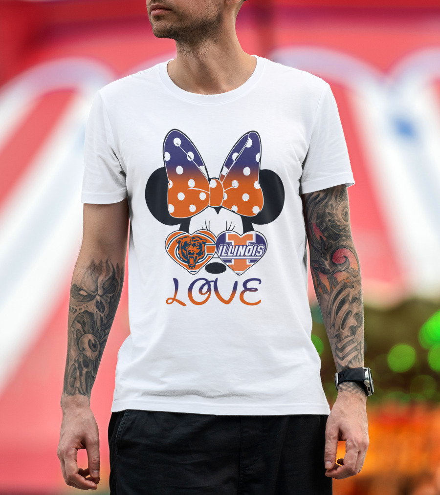 Minnie Bow Chicago Bears Illinois Fighting Illini Love T-Shirt