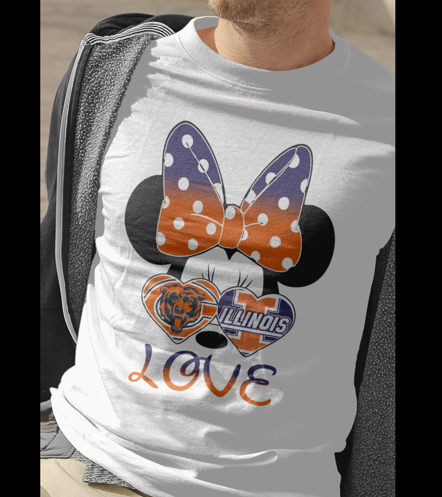 Minnie Bow Chicago Bears Illinois Fighting Illini Love T-Shirt