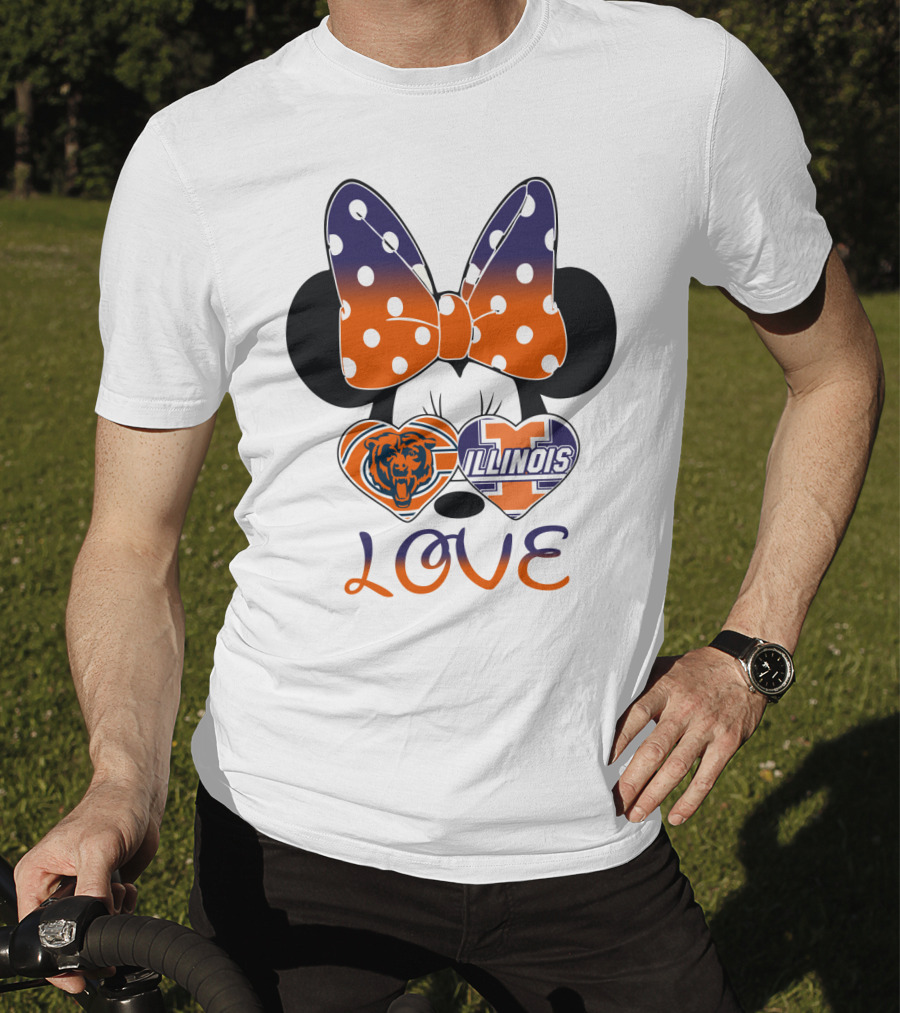 Minnie Bow Chicago Bears Illinois Fighting Illini Love T-Shirt