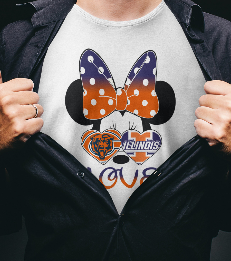 Minnie Bow Chicago Bears Illinois Fighting Illini Love T-Shirt