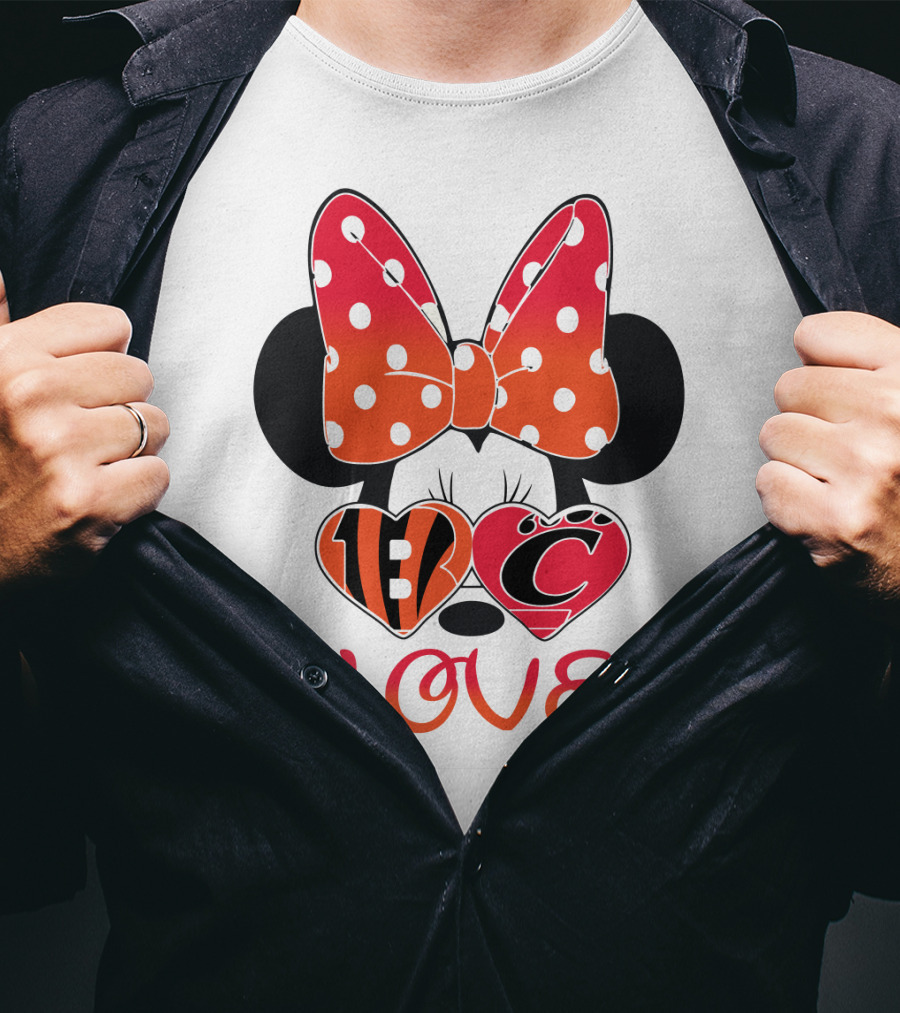 Love Minnie Polka Dot Bow C And B Stripes Hearts T-Shirt