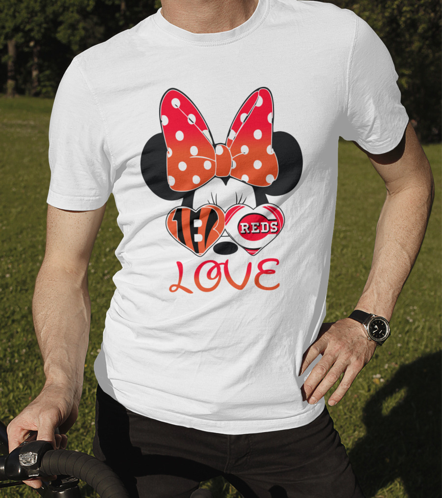 Minnie Love Bengals Reds Hearts T-Shirt