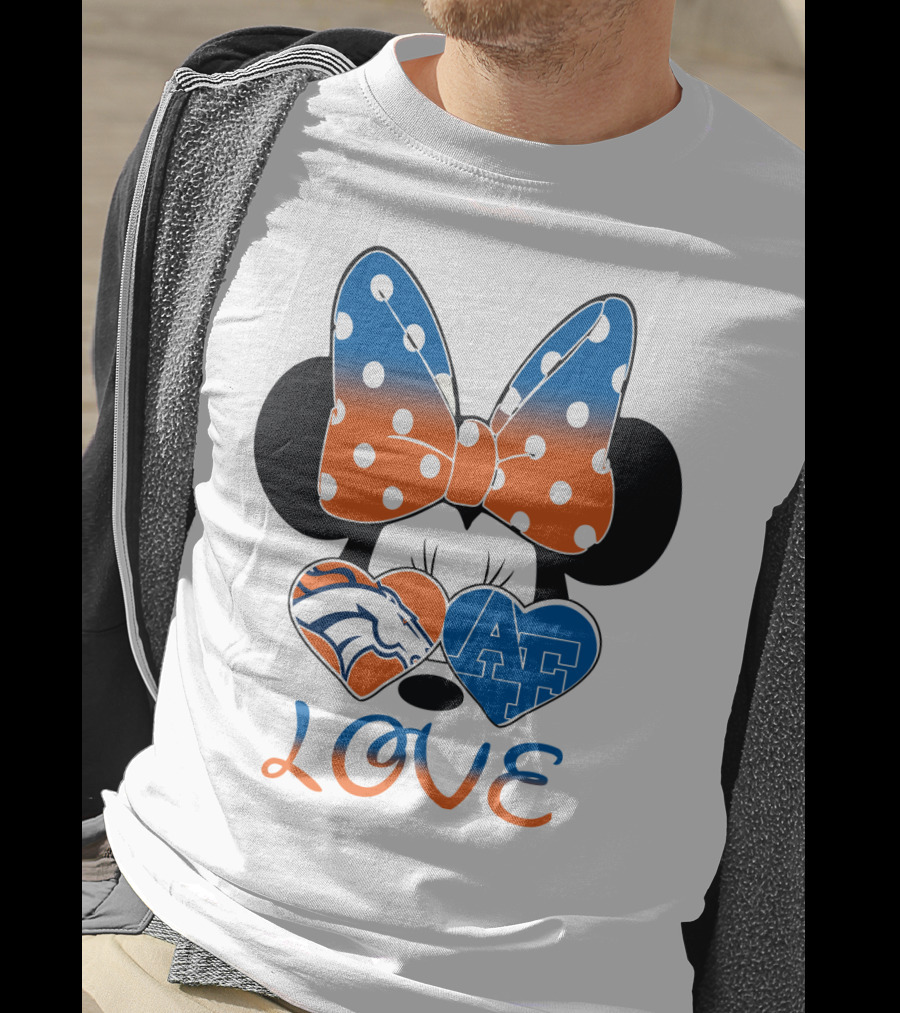 Minnie Mouse Bow Love Denver Broncos Air Force Falcons Hearts T-Shirt