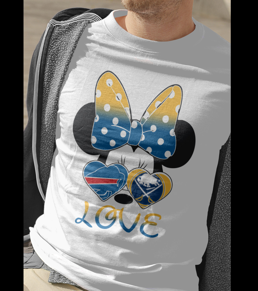 Love Mickey Bow Buffalo Sabres Bills Heart T-Shirt