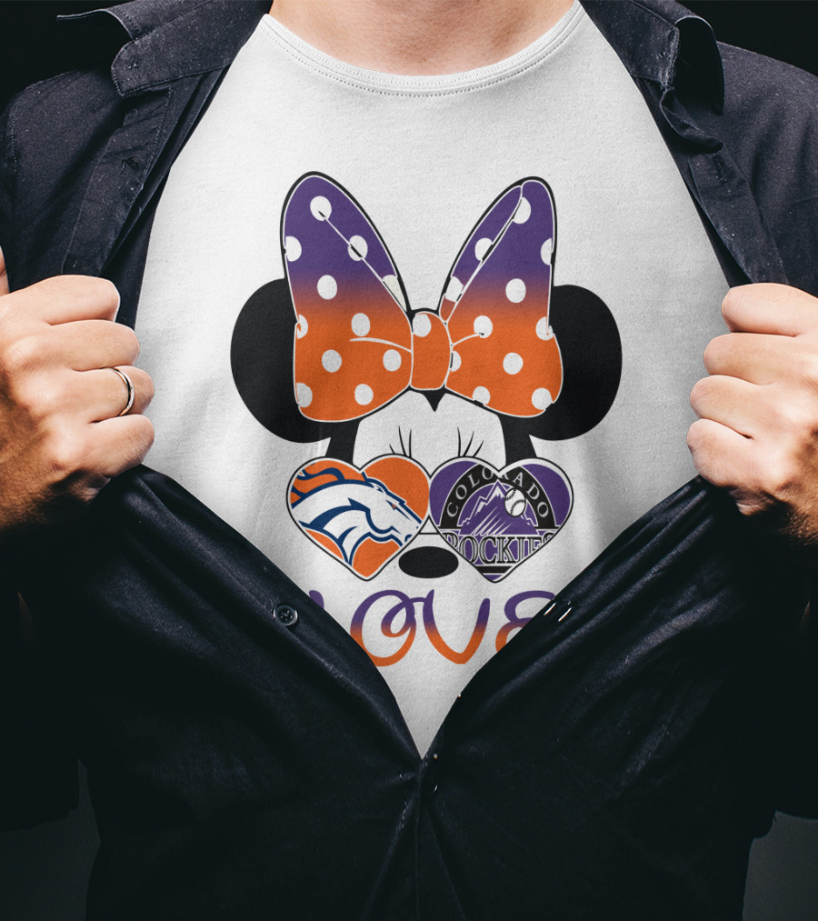 Minnie Mouse Colorado Rockies Denver Broncos Love T-Shirt