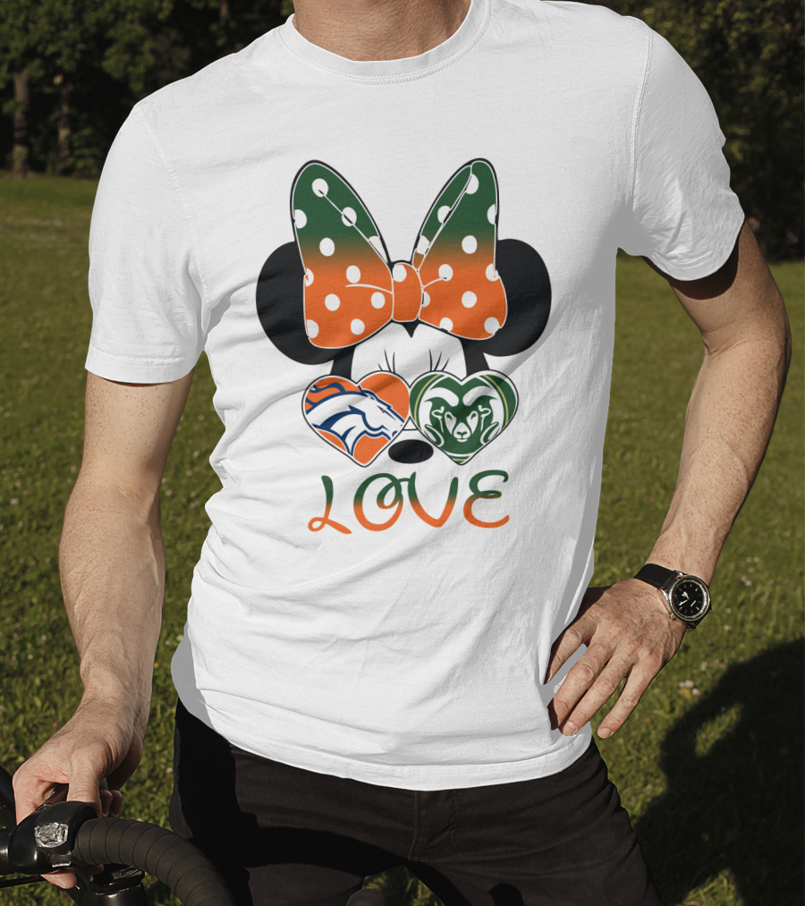 Minnie Love Denver Broncos And Colorado State Rams T-Shirt