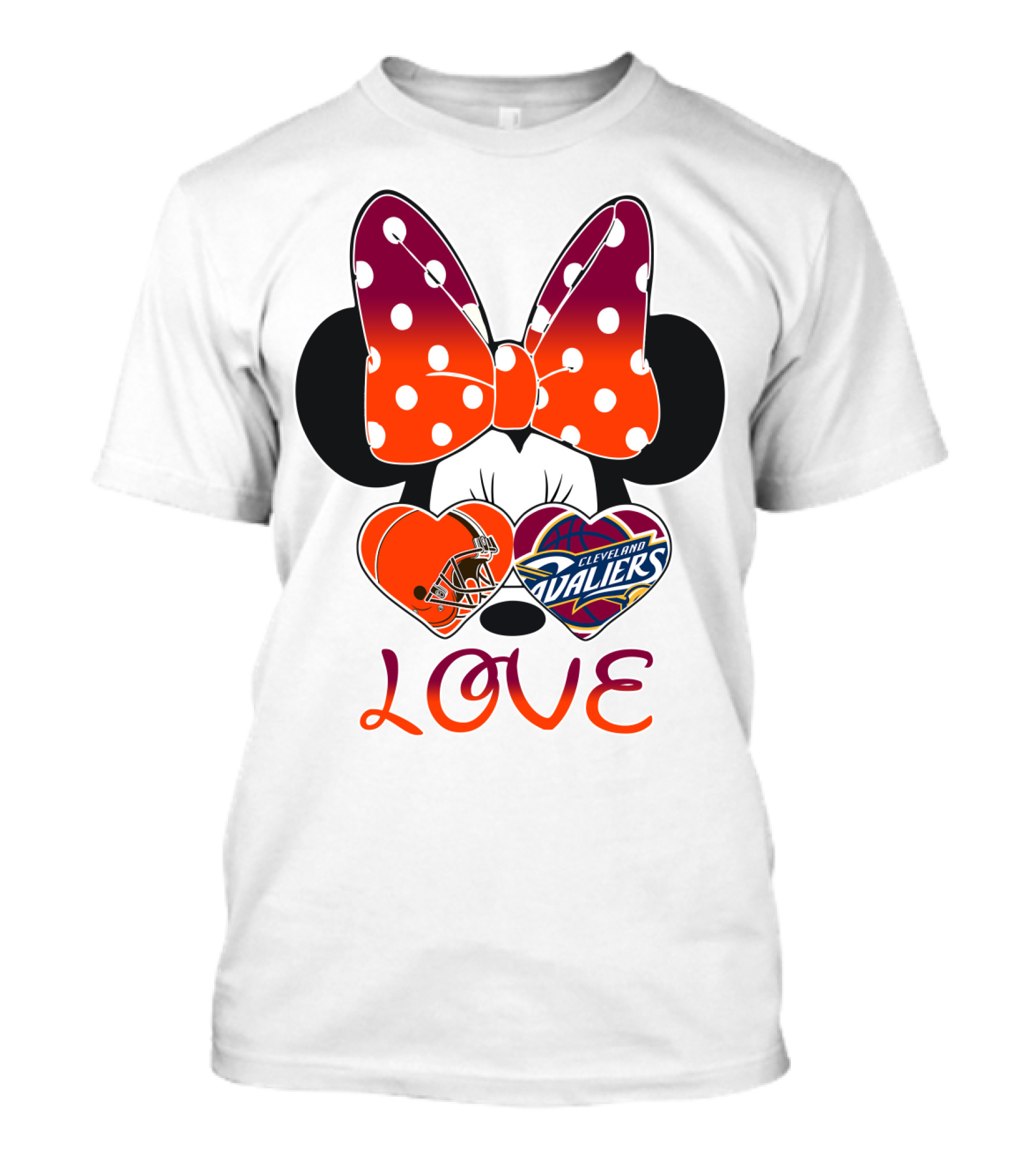 Love Cleveland Browns Cavaliers Minnie Bow T-Shirt