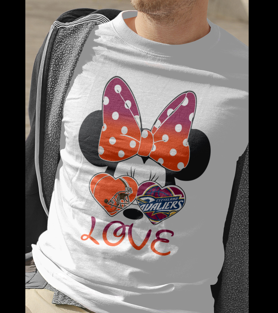 Love Cleveland Browns Cavaliers Minnie Bow T-Shirt