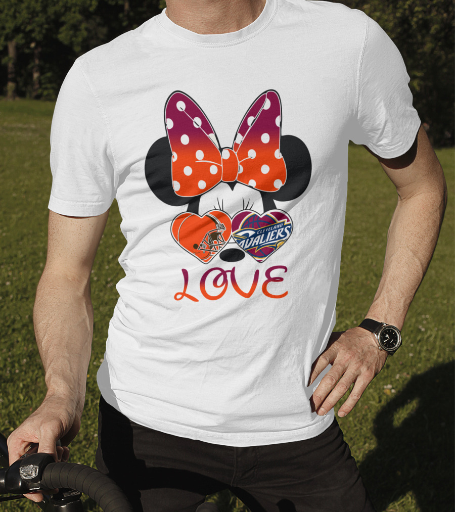 Love Cleveland Browns Cavaliers Minnie Bow T-Shirt