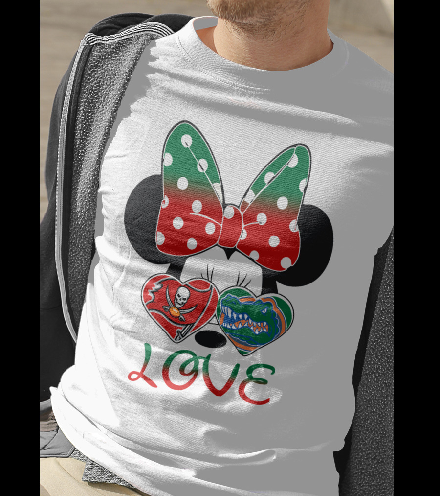 Minnie Love Tampa Bay Buccaneers Florida Gators Holiday Bow T-Shirt