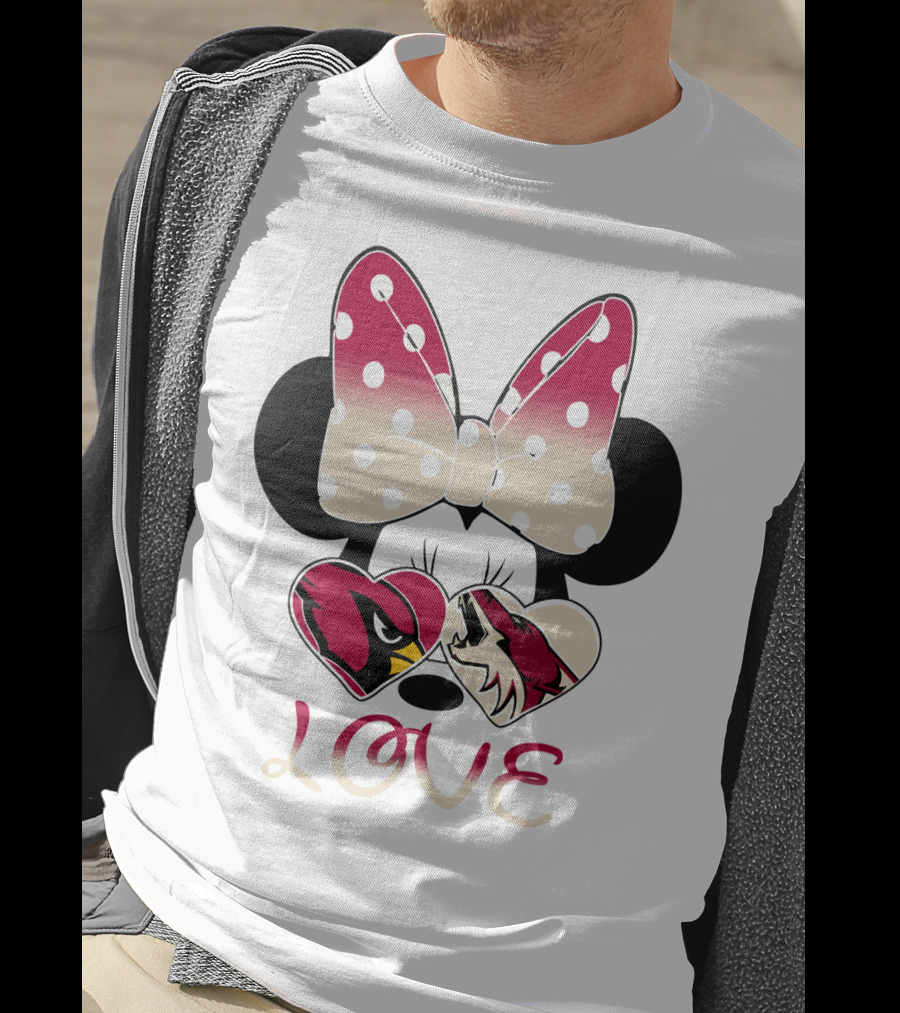 Mic 028 Minnie Bow Cardinals Coyotes Love T-Shirt