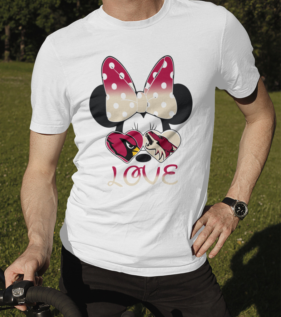 Mic 028 Minnie Bow Cardinals Coyotes Love T-Shirt