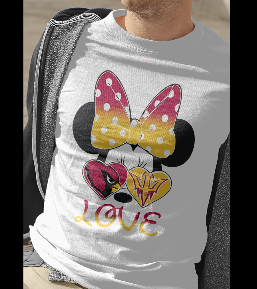 Love Minnie Arizona Cardinals Asu Sun Devils Hearts T-Shirt