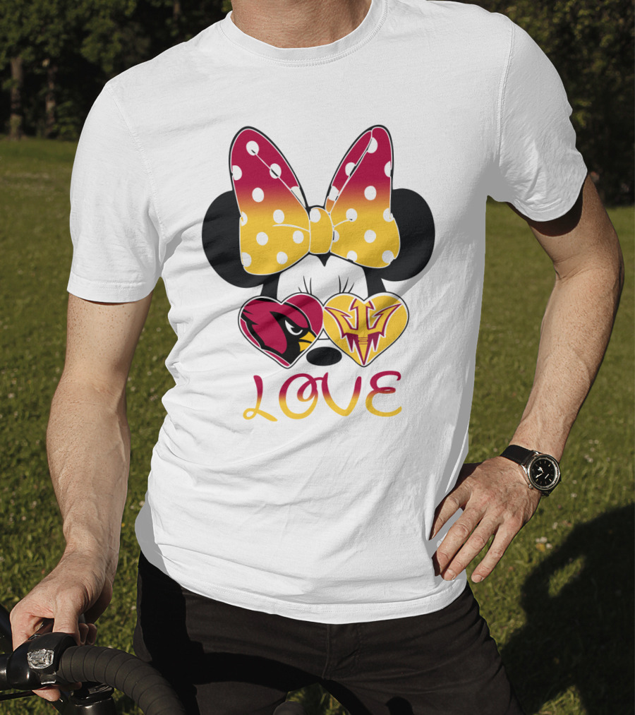 Love Minnie Arizona Cardinals Asu Sun Devils Hearts T-Shirt