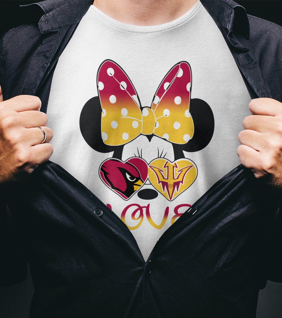 Love Minnie Arizona Cardinals Asu Sun Devils Hearts T-Shirt
