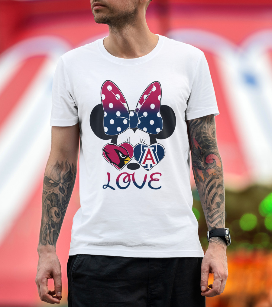 Minnie Mouse Cardinals Arizona Wildcats Love T-Shirt
