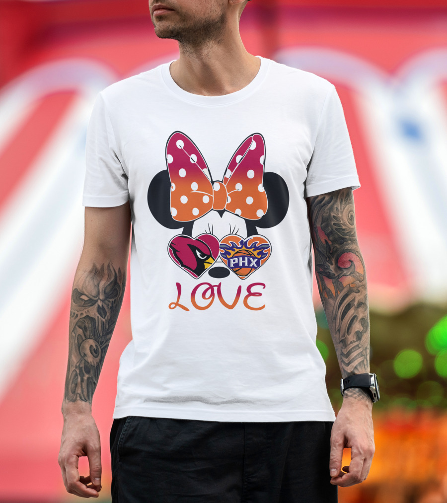 Love Mickey Mouse Minnie Bow Arizona Cardinals Phoenix Suns T-Shirt