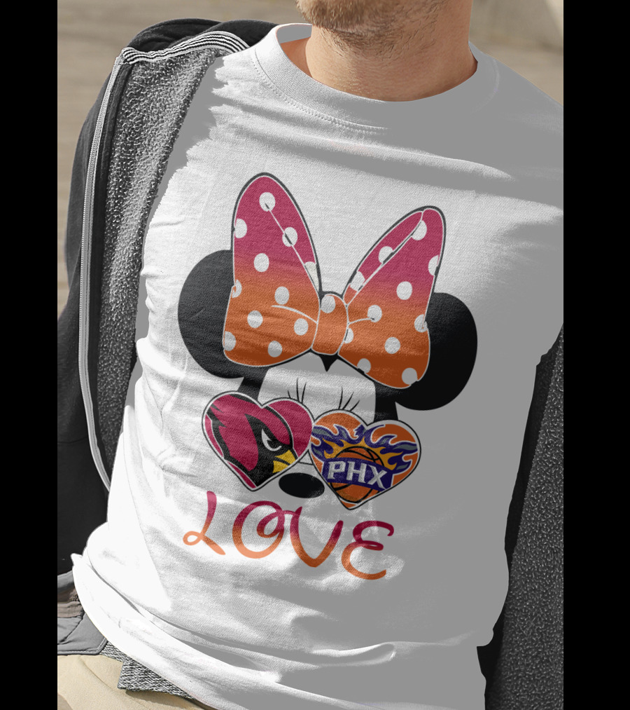 Love Mickey Mouse Minnie Bow Arizona Cardinals Phoenix Suns T-Shirt
