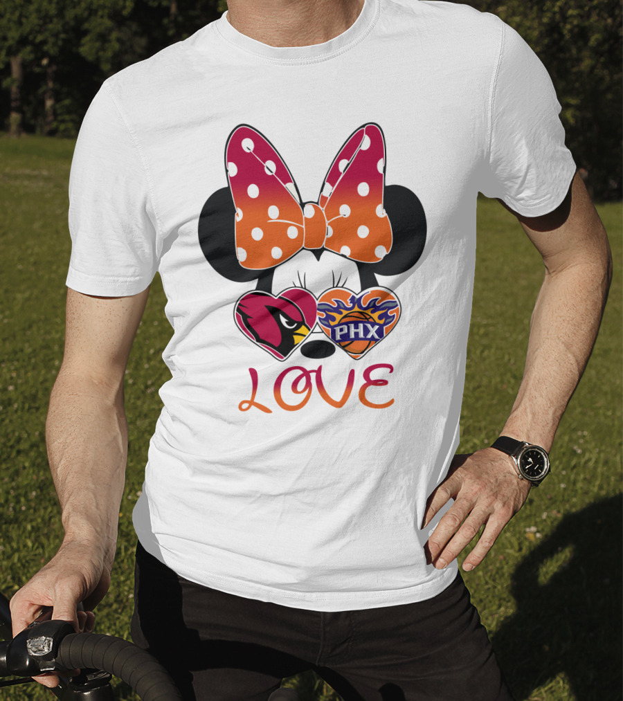 Love Mickey Mouse Minnie Bow Arizona Cardinals Phoenix Suns T-Shirt