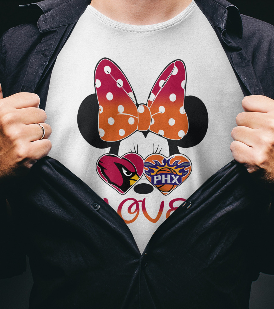Love Mickey Mouse Minnie Bow Arizona Cardinals Phoenix Suns T-Shirt
