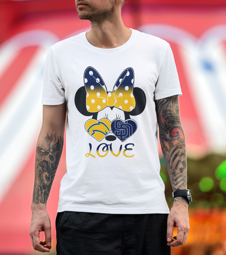 Love San Diego Chargers Padres Bow Minnie T-Shirt
