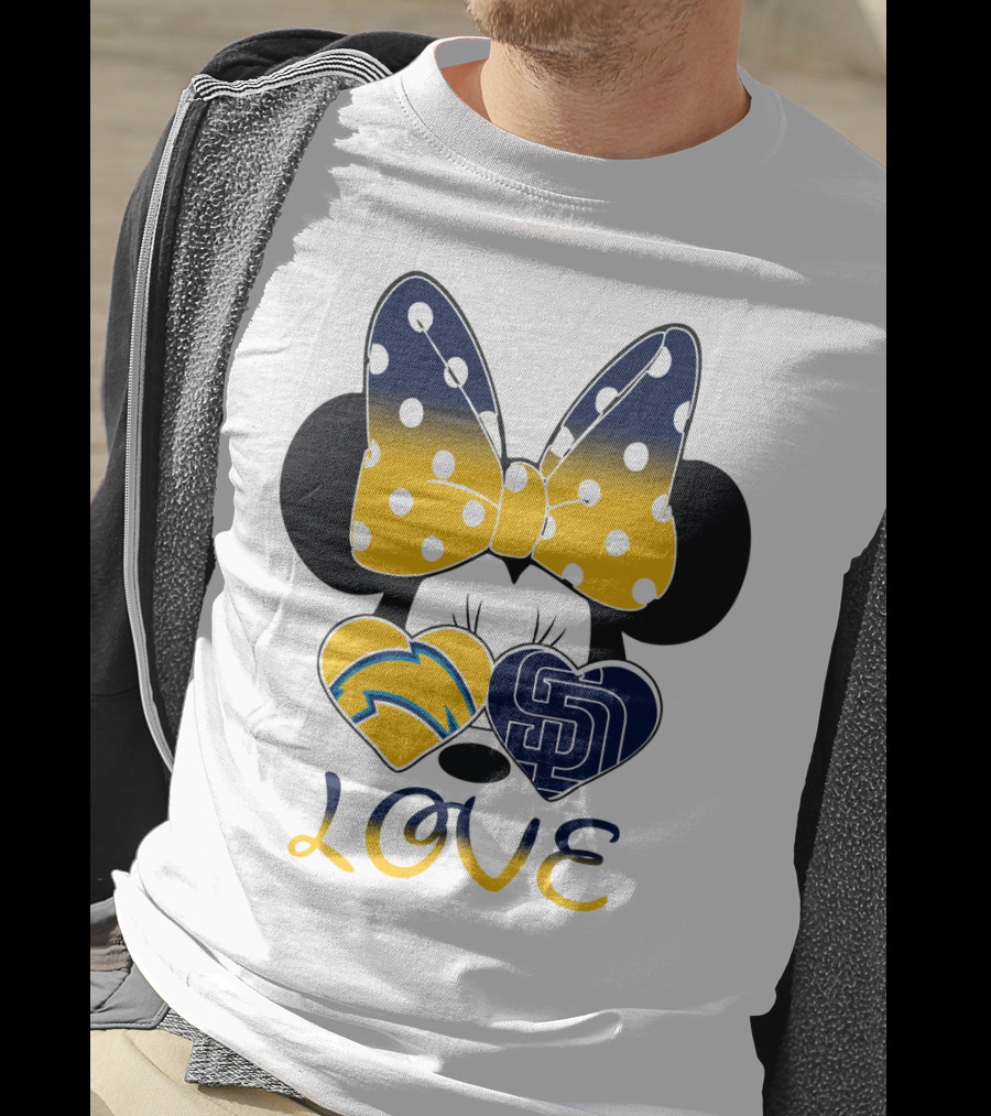 Love San Diego Chargers Padres Bow Minnie T-Shirt