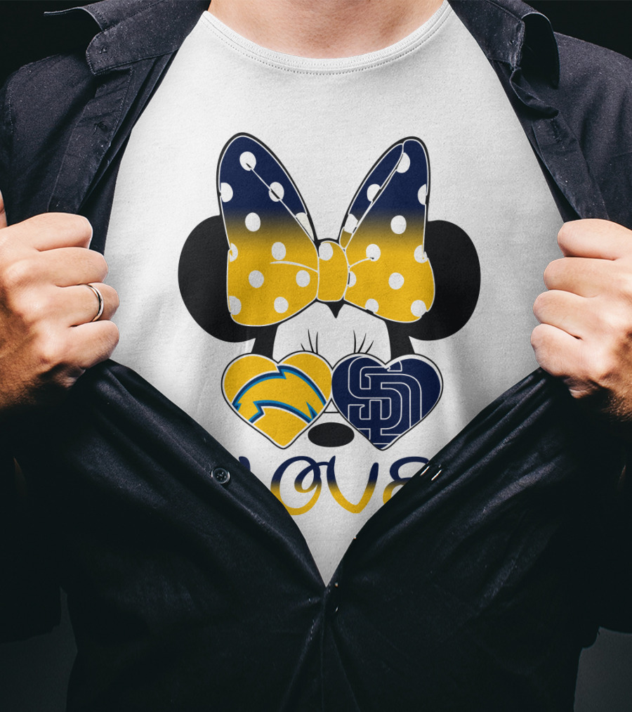 Love San Diego Chargers Padres Bow Minnie T-Shirt