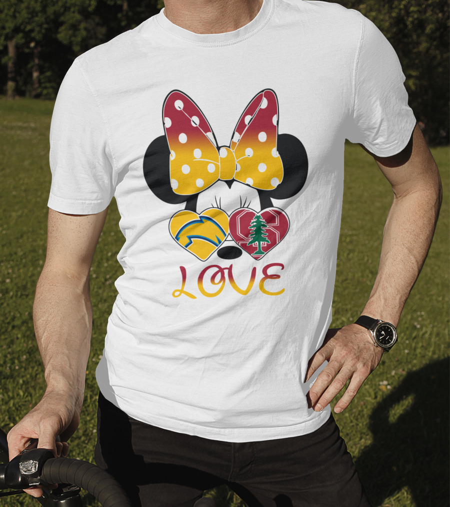Minnie Mouse Love Heart Chargers Stanford Tree T-Shirt