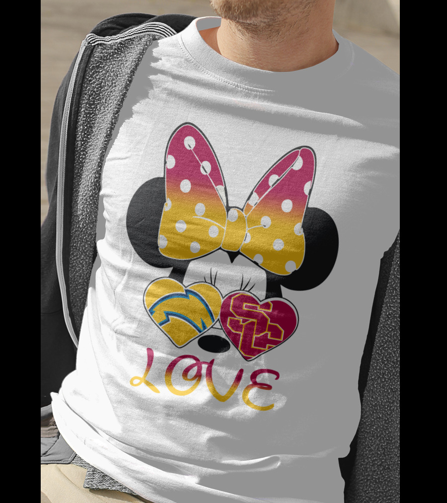 Love Minnie Chargers Usc Heart T-Shirt