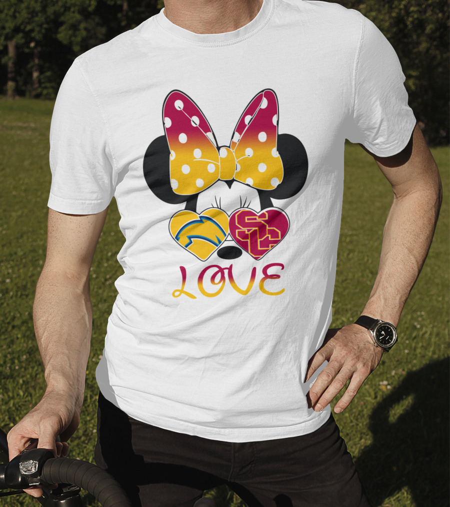 Love Minnie Chargers Usc Heart T-Shirt