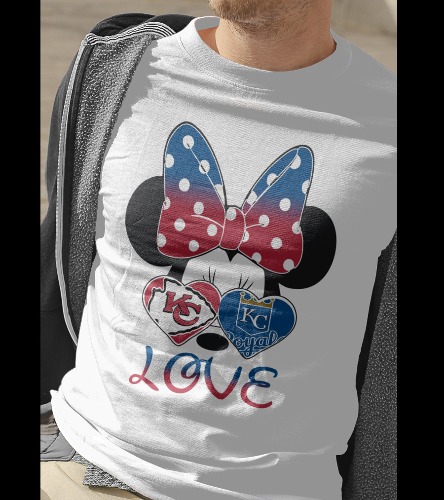 Love Minnie Mouse Kc Chiefs Royals Disney Kansas City T-Shirt